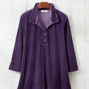 Coldwater Creek Velvet Popover Tunic, PXL, Deep Violet